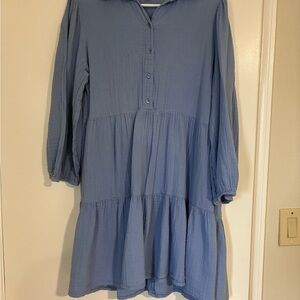 a.n.a Women's Long Sleeve Blue Dress